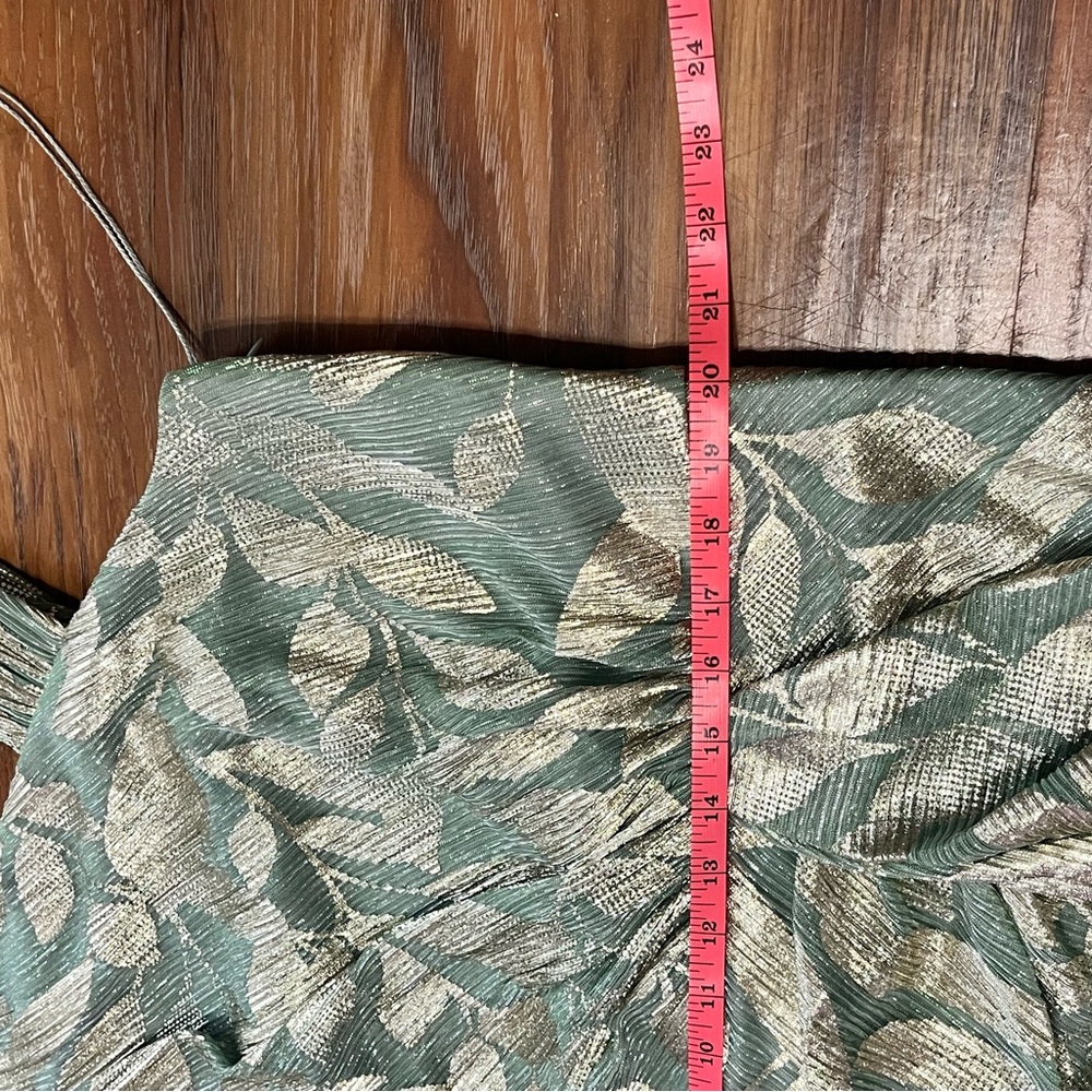 Adrianna Papell Mint Green and Metallic Gold Leaf Evening Gown - Picture 9 of 9